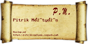 Pitrik Mátyás névjegykártya